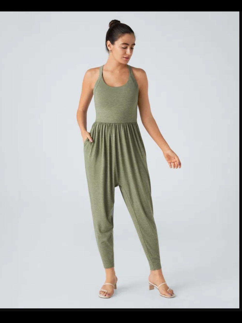 NWT Size Small HALARA Olive Green Racerback Harem Jumpsuit